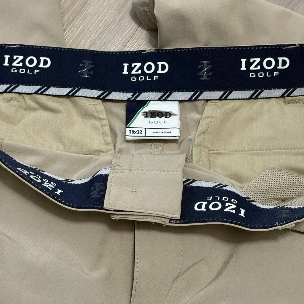 IZOD‎ GOLF Swingflex Core Straight Fit Khaki Pants Tag 38x32 Stretch Watch Pics